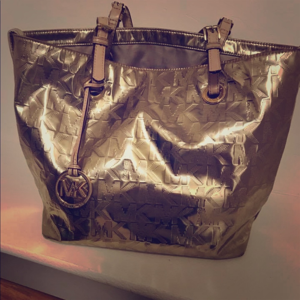 Authentic Metallic Gold MK Tote