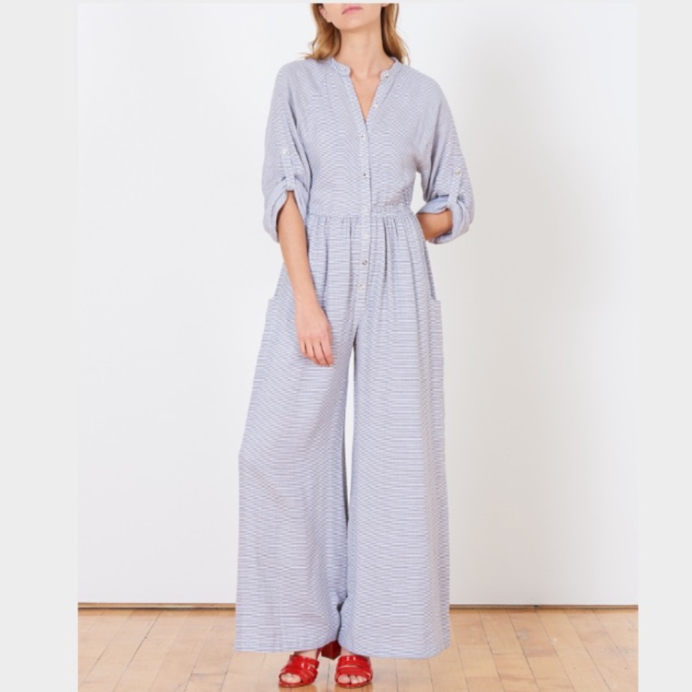 MARA HOFFMAN Placket Front Jumpsuit in Grey