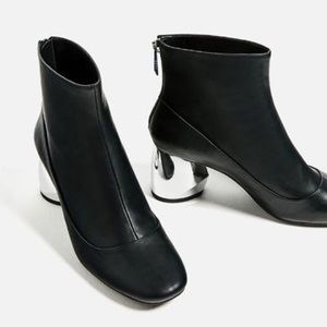 濾 Zara Black Ankle boots Metal Heel