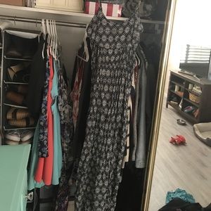 Ruffled midi dress with side slit