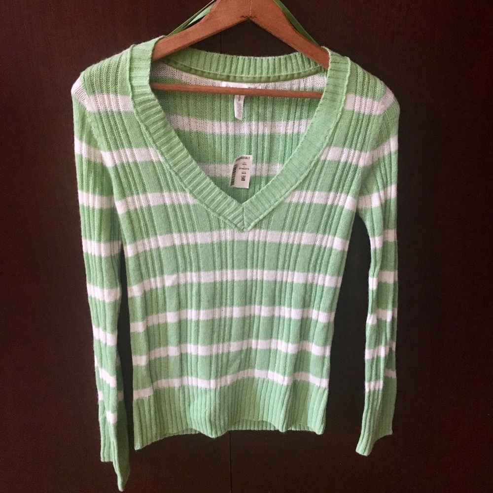 NWT Green and white striped Sweater