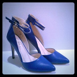 Blue ankle straps heels
