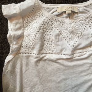 Loft White Cotton tshirt with eyelit design