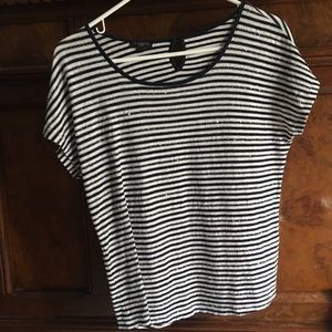 Sequin black and white stripe talbots shirt