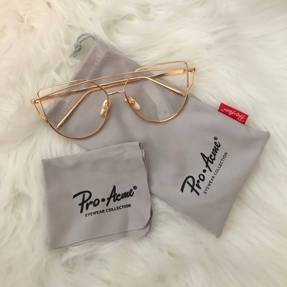 NWOT! Gold Frame Clear Lens Glasses