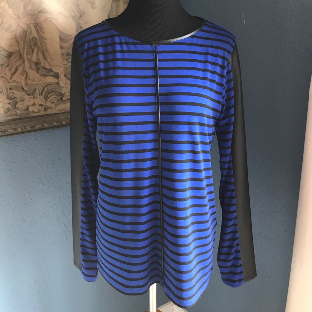 Calvin Klein royal blue black strip shirt S
