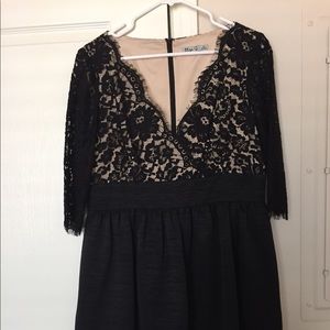 Eliza J Black Lace & Faille Dress