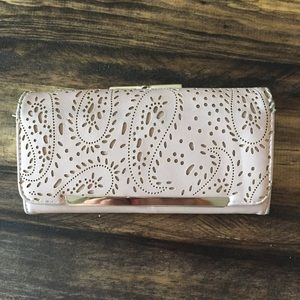 Laser cut dusty mauve blush wallet check book