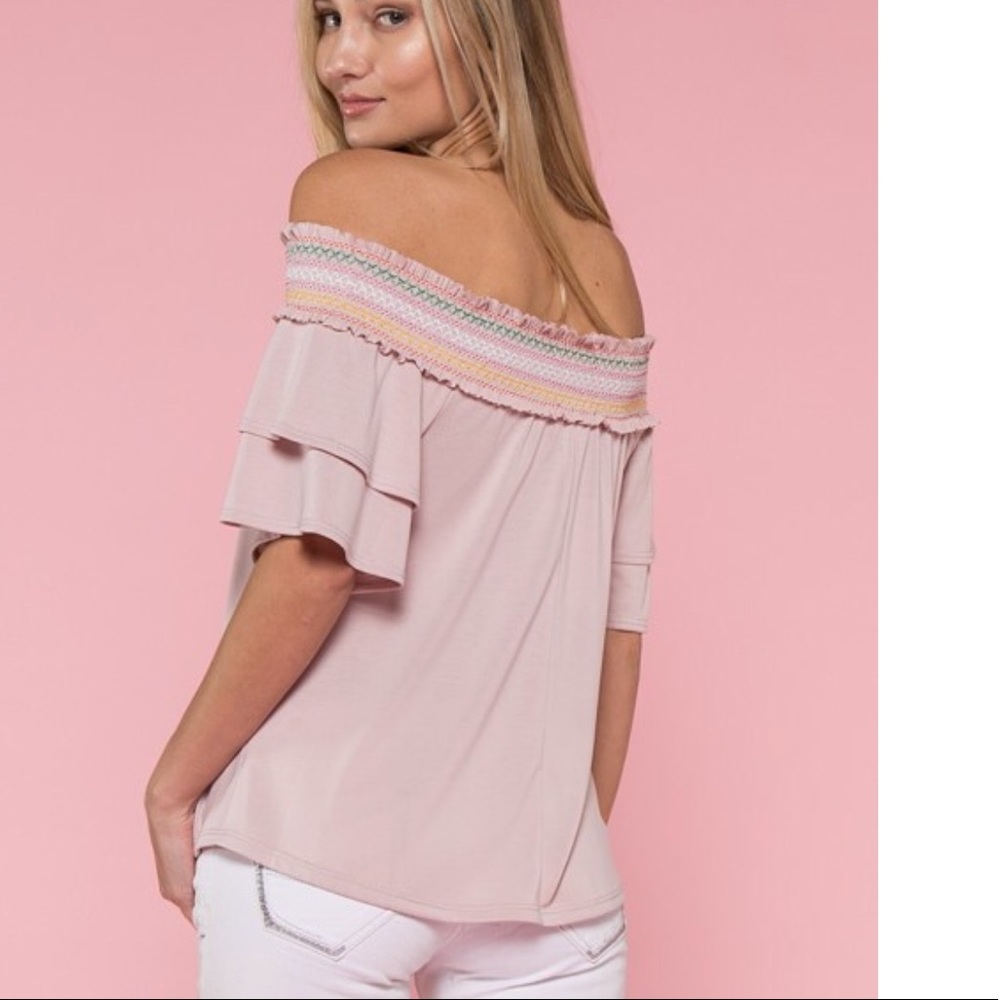 Sage off the shoulder top - Picture 3 of 3