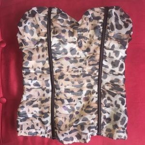 Charlotte Russe Cheetah Ruffle Corset Top