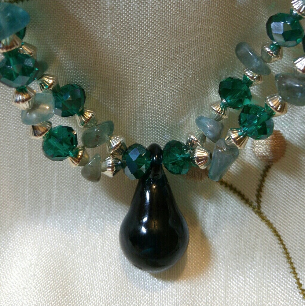 #0001 Apatite Gemstone & Crystal Necklace