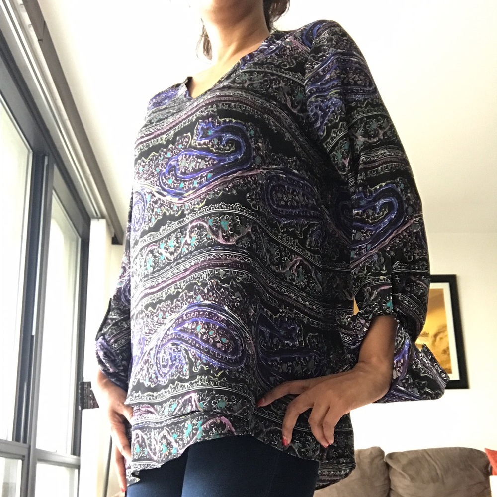 The Limited printed top with roll-up tab sleeves