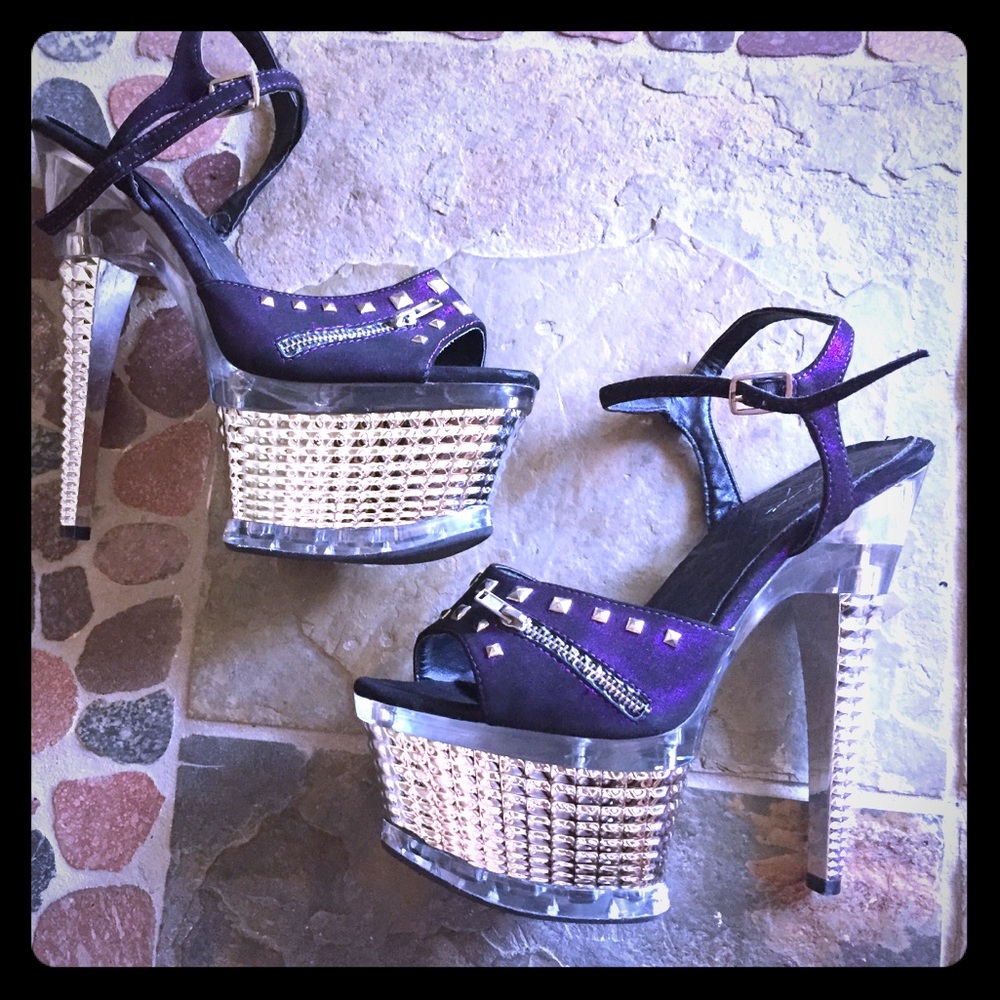 Purple Rhinestone 8 inch heels by Ellie