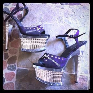 Purple Rhinestone 8 inch heels by Ellie