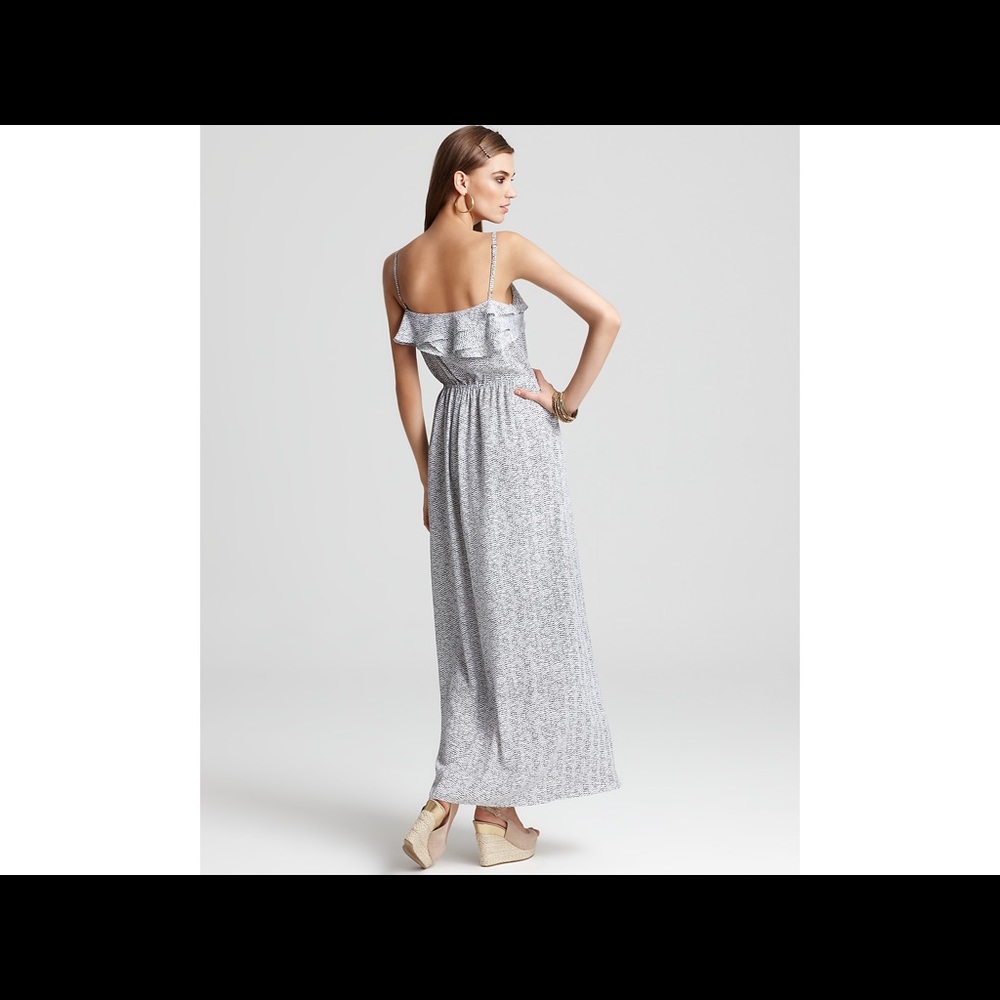 BCBGeneration Black White Flounce Ruffle Maxi