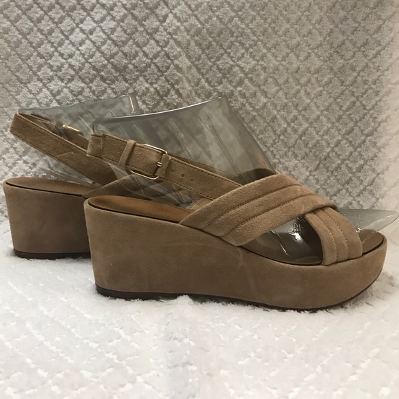 J. Crew Tan Suede platform sandal. - Picture 3 of 4