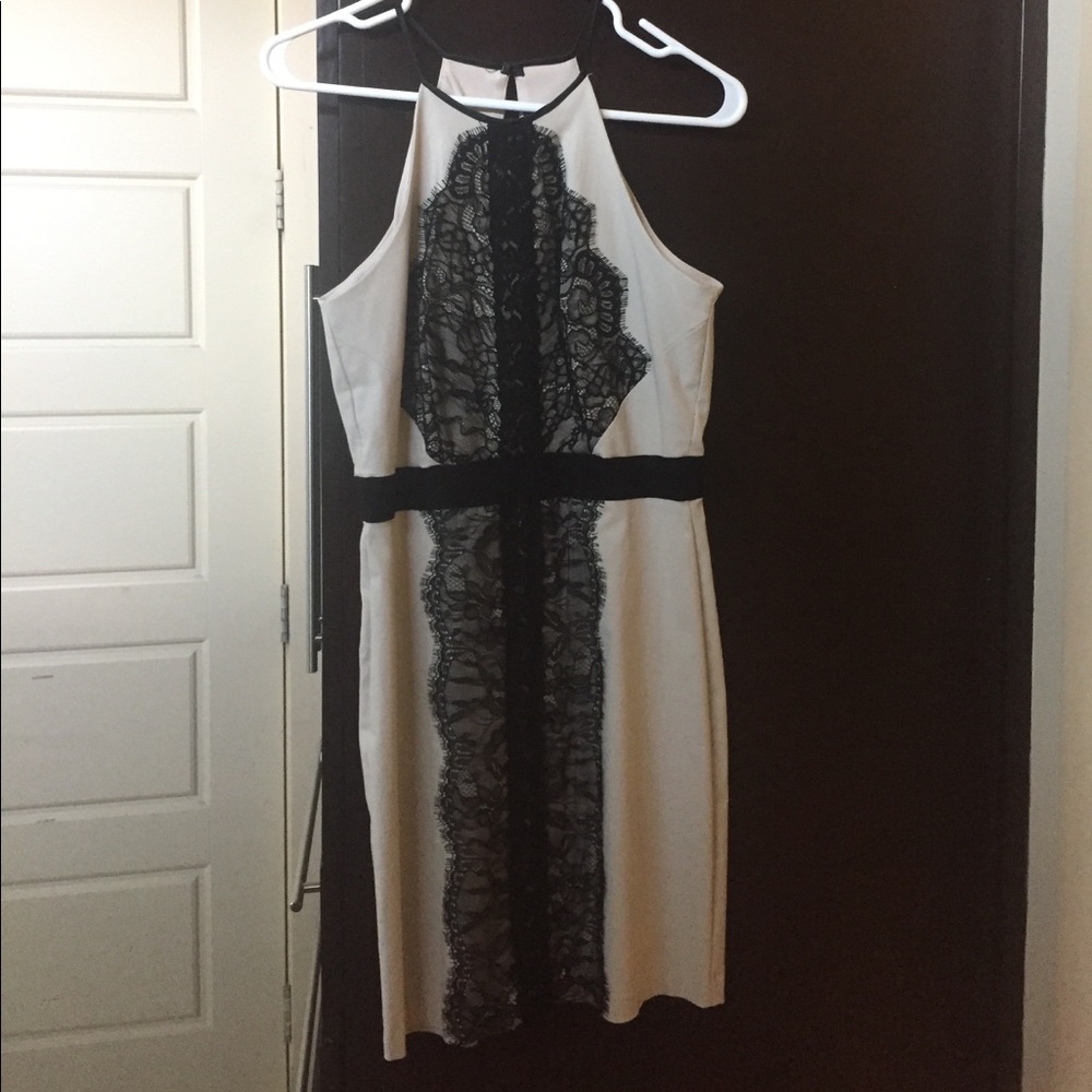 Beige with black lace