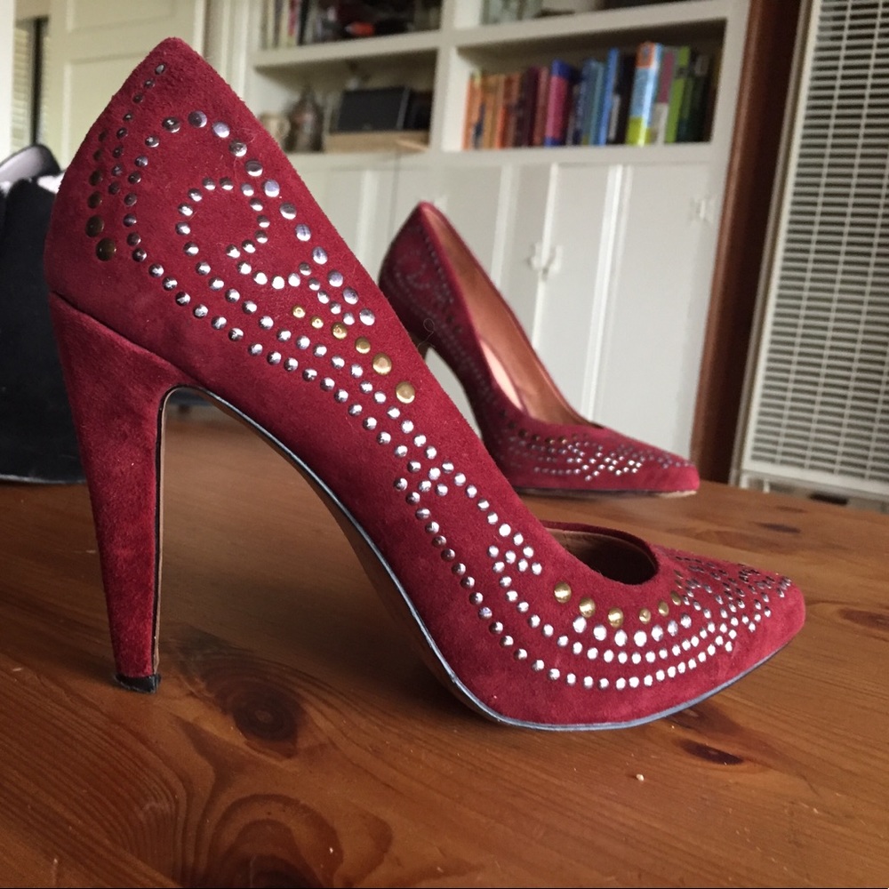 Aldo Red Suede Heels Size 6