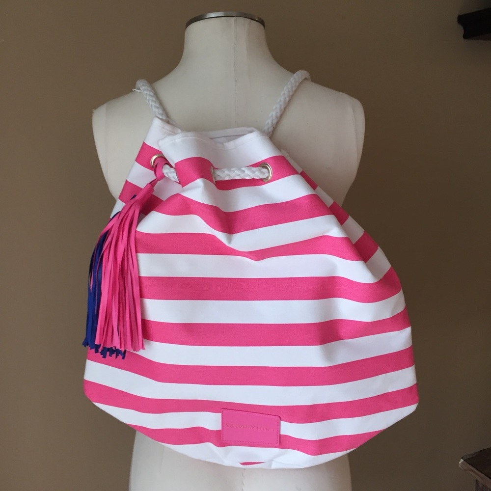 NWT Victoria's Secret beach bag backpack blue pink