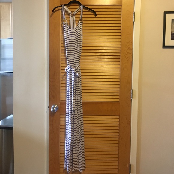 French Connection Purple White Stripe Maxi - Picture 1 of 6