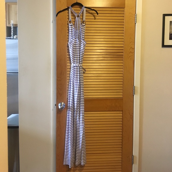 French Connection Purple White Stripe Maxi - Picture 3 of 6