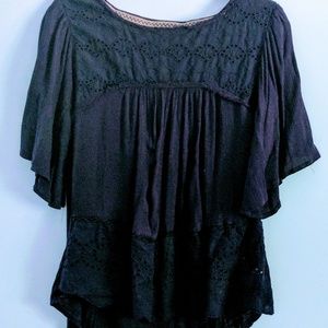 Flowy peasant top in navy