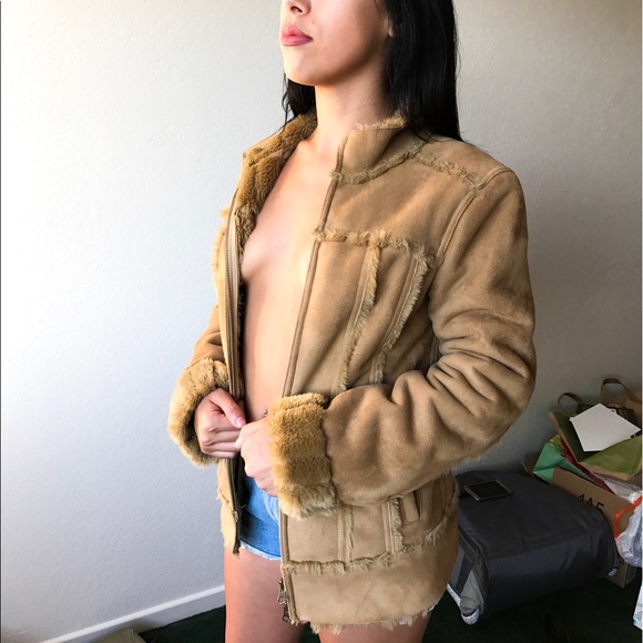Calvin Klein Jackets & Blazers - Calvin Klein faux fur suede tan jacket