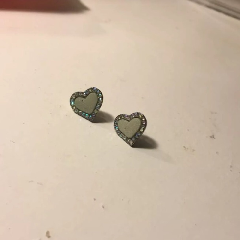 mint green heart earrings