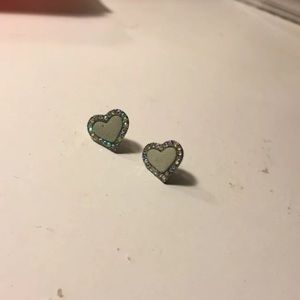 mint green heart earrings