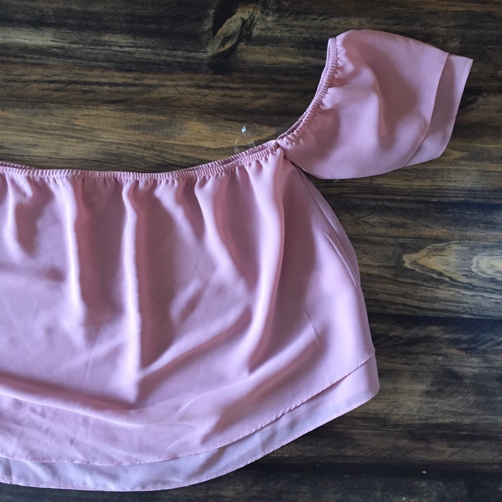 Dusty pink off shoulder crop top-M