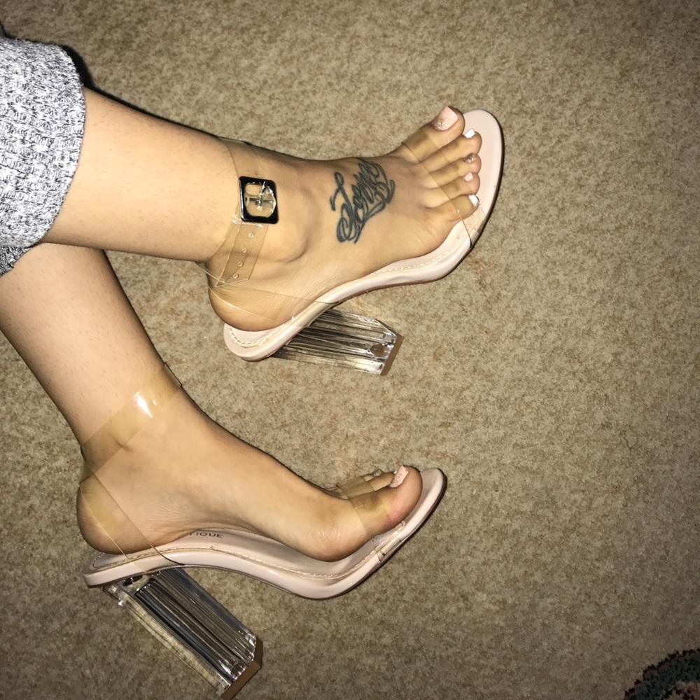 Clear lucite heels