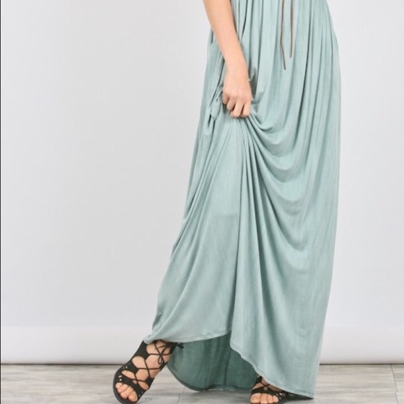 💐1 LEFT💐 Washed Jersey Waist Shirring Maxi Dress - Picture 6 of 6