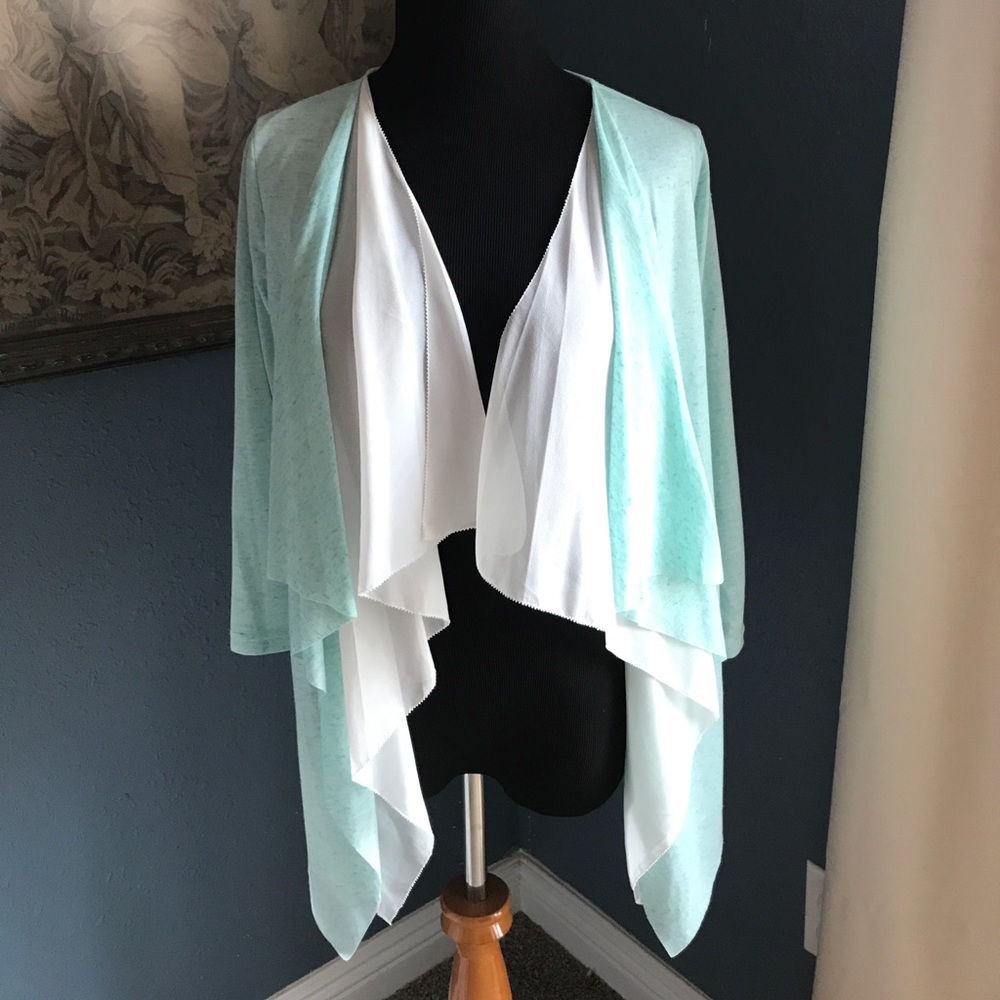 Teal Sheer Drape Cardigan NWT S