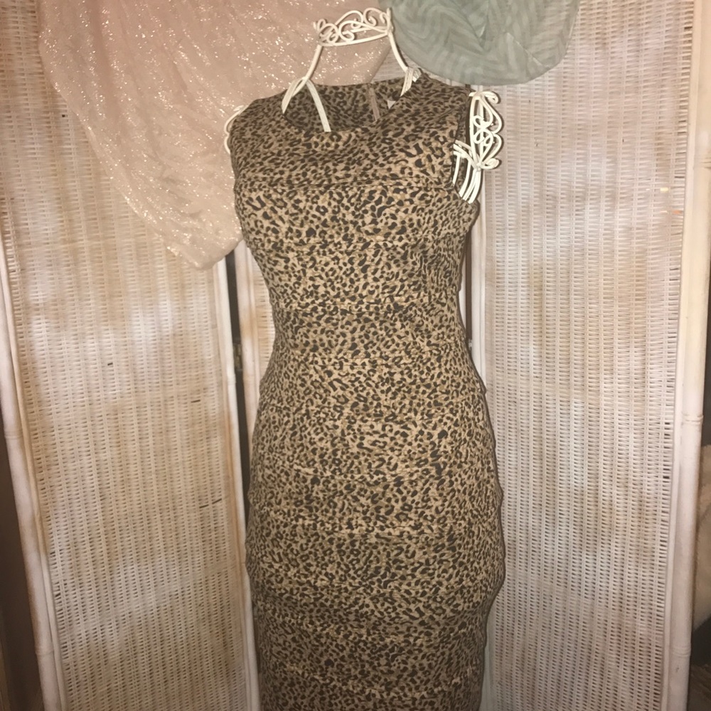 Leopard Print Tiered Sheath Dress