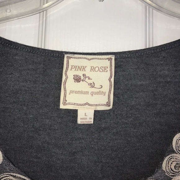 Grey flowery neckline casual swing dress - Picture 2 of 2