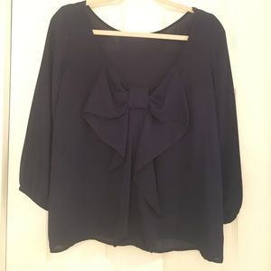 Navy bow blouse