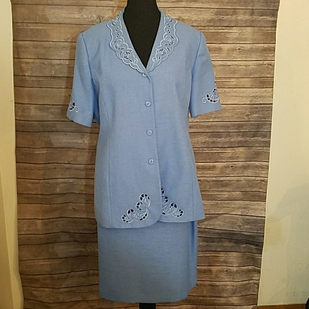 Two-Piece Light Blue Skirt Set