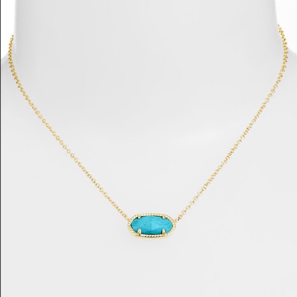Kendra Scott Turquoise Blue Gold Pendant Necklace