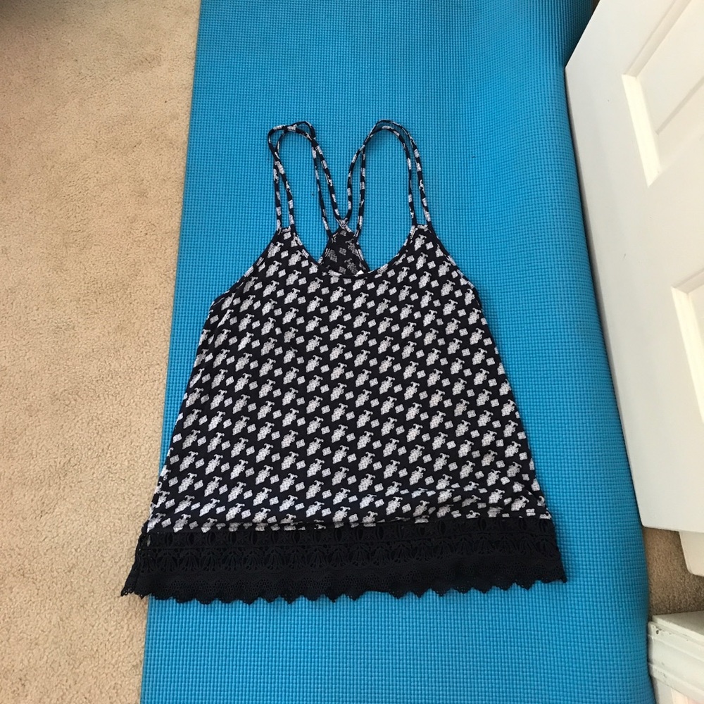 blue/ white printed tank