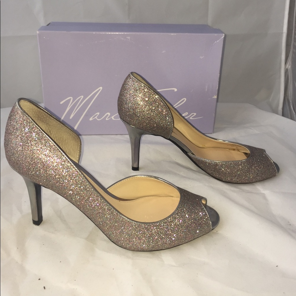 Silver Multi Texture "Joey3" Marc Fisher Heels 8m - image 5