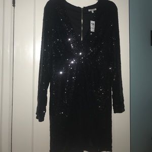 Charlotte Russe sequin black long sleeve bodycon