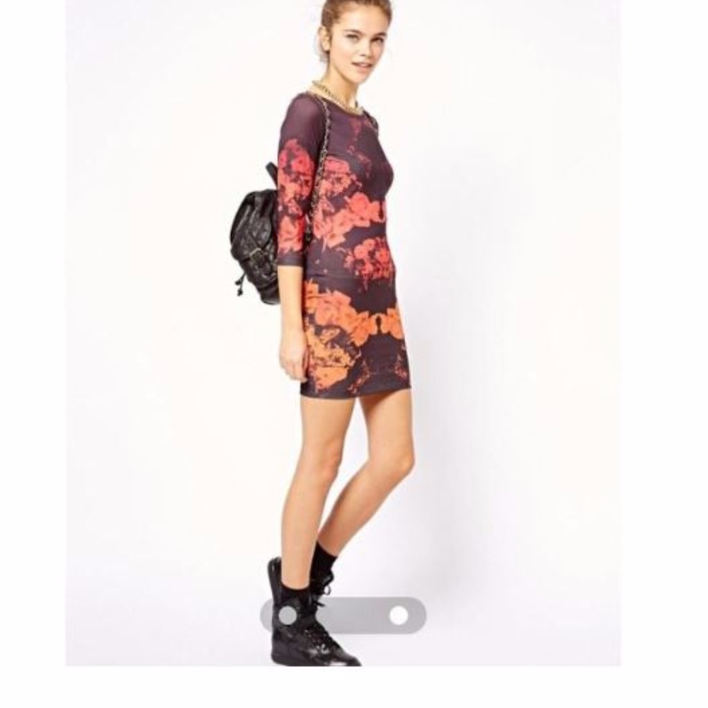 River Island Mirror Floral Mini dress Sz 10 ASOS
