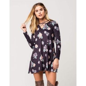Tilly's SOCIALITE FLORAL SUEDE DRESS