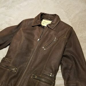 Brown Leather Moto Jacket