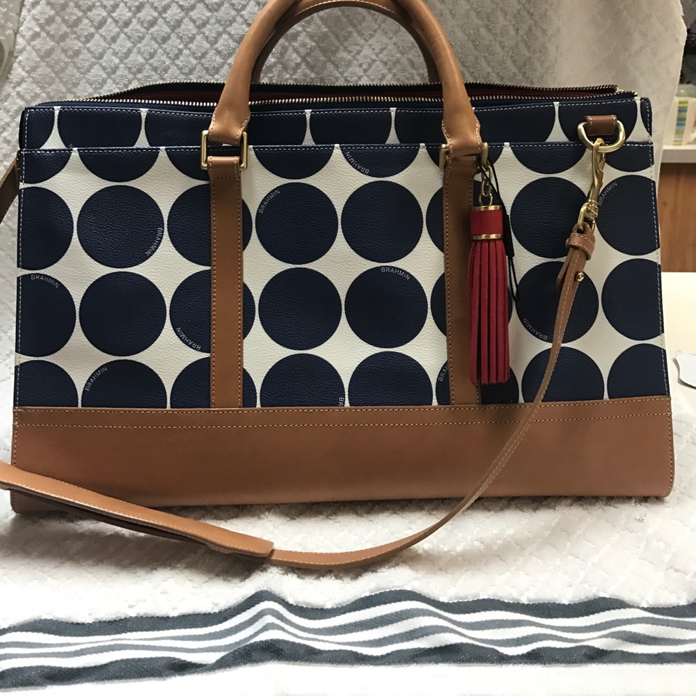 Brand new Brahmin Weekend Bag. Blue and white.