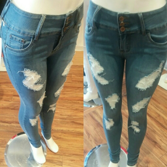 VINIZBENA DISTRESSED SKINNY JEANS - Picture 2 of 6