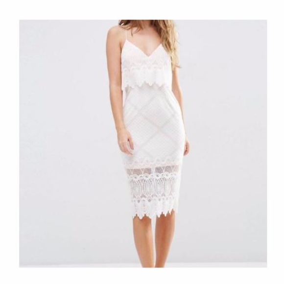ASOS Lace Scallop Crop Pencil Dress size Medium 8 - Picture 1 of 4
