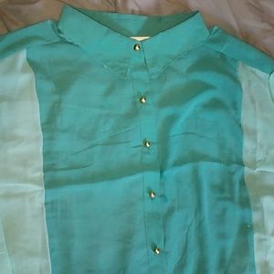 NWT Sheer color block button down shirt