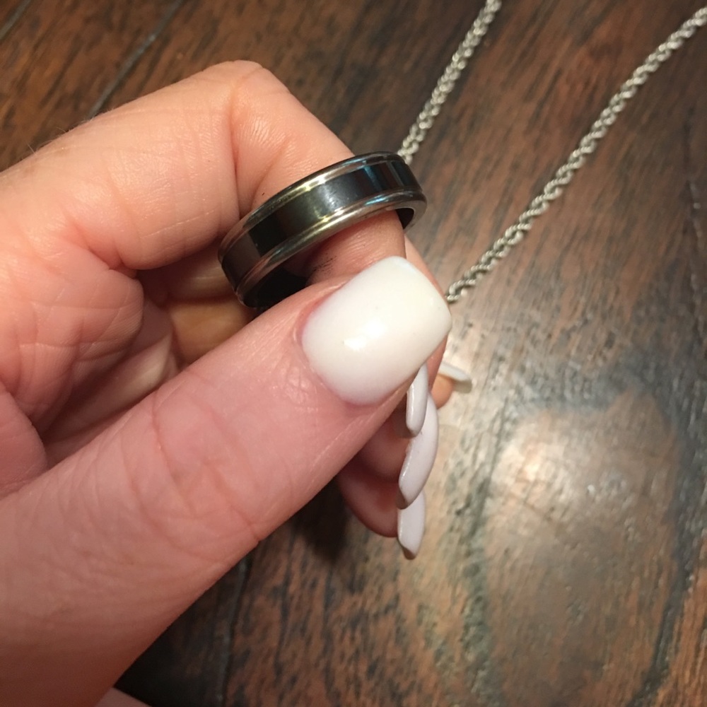 Silver Chain and Silver and Black Ring