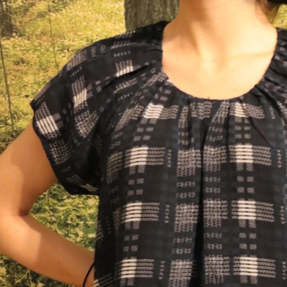 Plaid Chiffon Blouse - Picture 2 of 3